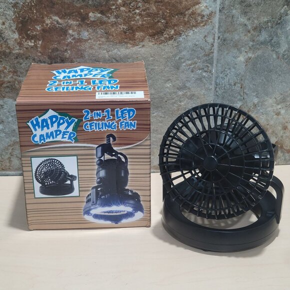 Happy Camper 2 in1 LED Tent Ceiling Fan Camping Lantern - Picture 1 of 11